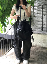 linen denim big pocket balloon cargo pants