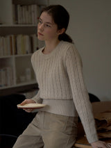 ケーブルラウンドウールニット / Cable round wool knit (6635905187958)