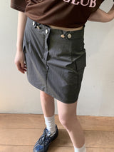 ナインビジョーポケットカーゴナイロンミニスカート/Naing Bijo Pocket Cargo Nylon Mini Skirt