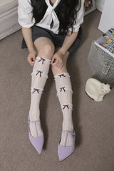 purple ribbon half stockings