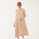 CASUAL SLEEVELESS DRESS (PEACH) (6579694960758)