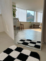 Curvy checkerboard mini rug - Black