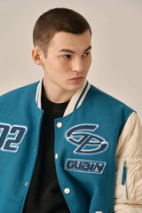 QUILTING POINT VARSITY JACKET - BLUE
