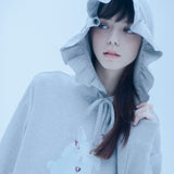 バニーラッフルフーディー/0 7 bunny ruffle hood - GREY