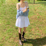 [調整可能ストラップ] カンカンスリーブレスドレス