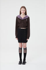 スモールチェリーボタンニットスカート／SMALL CHERRY BUTTON KNIT SKIRT [BLACK]