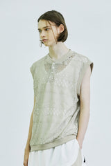 クロシェリップベスト/crochet rip vest beige