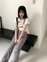 ベ―ルプリントクロップ半袖Tシャツ/Bellou printed cropped short-sleeved T-shirt