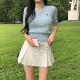 モアツイストラウンド半袖ニット
