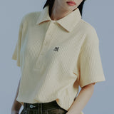 リーセントボタンニットポロ / RECENT BUTTON KNIT POLO_LIGHT YELLOW