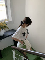 Balletcore Ribbon Loose Fit Short Sleeve Tee