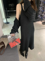 black knit long dress