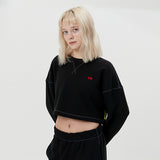 キルシードゥードゥルチェリークロップ丈トレーナー／DOODLE CHERRY CROP SWEAT [BLACK] (6658896691318)