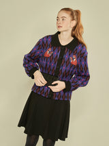 Cheetah Embroidered Cardigan (Blue) (6643892420726)