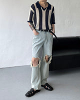 OA クロッフルカラーニットウェア / OA Croffle Collar Knitwear (4 colors)
