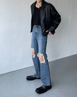 イーノックスクエアウィンクルレザージャケット / ENOC Square Winkle Leather Jacket (2 colors)