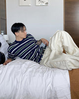 リネンマルチストライプハーフニット