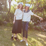 ポケットセーラー刺繍ブラウス / Pocket Sailor Embroidered Blouse (NAVY)