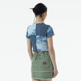 タイダイブロックミックスクロップTシャツ/GRAY TIE-DYE BLOCK MIX CROP T-SHIRT