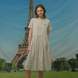 Dolphin embroidery stripe short sleeve dress (6549346779254)