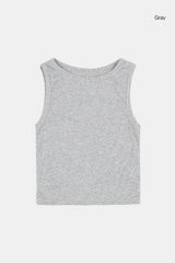 Crew-neck ribbed crop sleeveless top