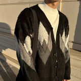 ASCLO Mohair Argyle V Cardigan (3color)