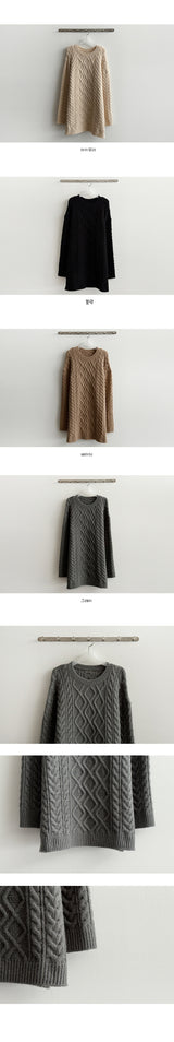Merne Thick Fisher Twisted Knit Dress