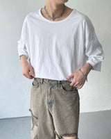 パルスUネックカプリボクシーショートスリーブTシャツ (2 colors)