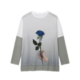 ブルーローズレイヤードTシャツ/0 6 blue rose layered t-shirt