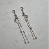 Ribbon and Crystal Drops Piercing - Silver