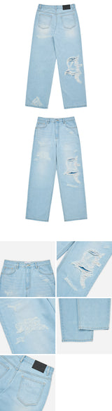 [24SS]  シンボルデストロイドウォッシングデニムパンツ
