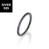 [S925]１㎜テニスリング/[S925] 1MM Violet Tennis Rilng (black silver)