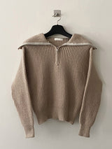 Loupe half zip-up knit