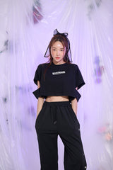 インサイションショートスリーブクロップTシャツ/TOP(9327) Incision Short Sleeve Crop Tee