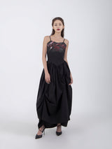 アンバランスシャーリングワンピース / UNBALANCED SHIRRING LONG DRESS