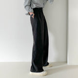 [High Waist] ウェストマークボタン付ピンタックスラックス