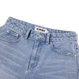 DAMAGE HALF DENIM PANTS [LIGHT BLUE]