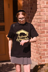 インフィニティーカレッジライフクルーネックブラックユニセックスTシャツ / Infinite college life crew neck black Unisex T-shirt