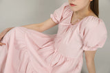 ロマンティックシャーリングロングワンピース / Romantic Shirring Long Onepiece Pink