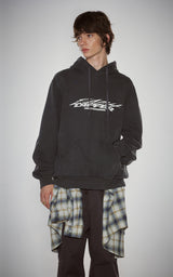  GRAFFITI CRACK HOODIE_CHARCOL
