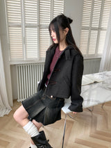 Poltz y2k pleated mini denim skirt