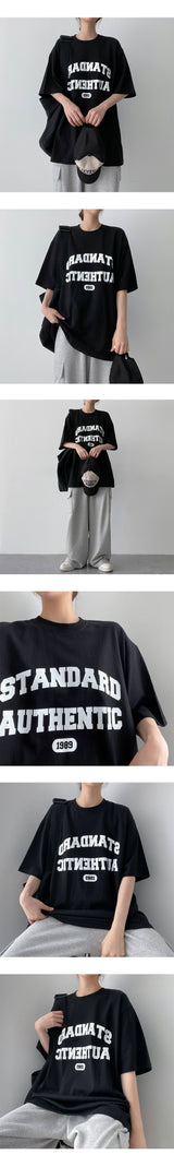 テクスチャーレタリングショートスリーブTシャツ/ Texture lettering short-sleeved T-shirt