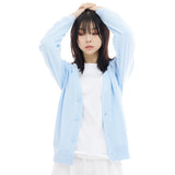 カシミアストラクチャーニッティングカーディガン/CASHMERE STRUCTURE KNITTING CARDIGAN-SKY