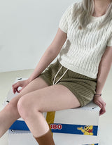 Twisted knitwear short-sleeved