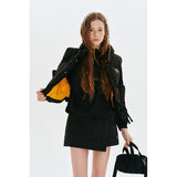 CHERRY CROP STRING DOWN VEST [BLACK]