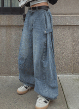 (UNISEX) オータムスナップバルーンワイドデニム