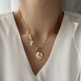パールコイントグルネックレス/ii Pearl Coin Toggle Bar Necklace