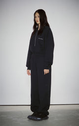  HAIF-ZIP HOODIE (CROP)_NAVY