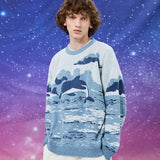 オーバーザシードルフィングラフィックニット / Over the sea dolphin graphic knit