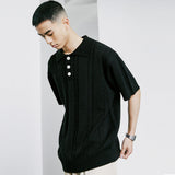 チェーンケーブルカラーハーフニット / CHAIN CABLE COLLAR HALF KNIT BLACK